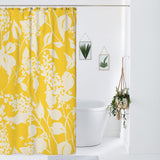White Liliac Flowers Botanical Yellow Farmhouse Floral Shower Curtain LILIAC