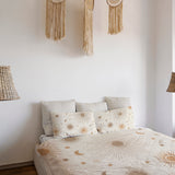 Sun Moon Sunburst Stars Celestial Boho Chic Cotton Duvet Cover Set COSMOS