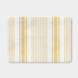 Golden Yellow Stripes White Rustic Farmhouse Bath Mat CASSIDY