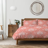 Damask Hares Coral Pink Cotton Duvet Cover Set CORAL