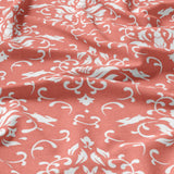 Damask Hares Coral Pink Cotton Duvet Cover Set CORAL