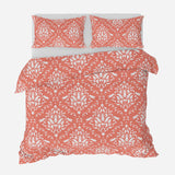 Damask Hares Coral Pink Cotton Duvet Cover Set CORAL