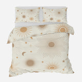 Sun Moon Sunburst Stars Celestial Boho Chic Cotton Duvet Cover Set COSMOS