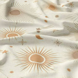 Sun Moon Sunburst Stars Celestial Boho Chic Cotton Duvet Cover Set COSMOS