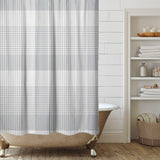 Gray White Checkered Tartan Rustic Farmhouse Shower Curtain DAKOTA