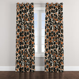 Modern Hand Drawn Brown Black Beige Floral Blackout Window Curtains ELSIE