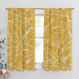 Mustard Yellow Monstera Botanical Tropical Blackout Window Curtains JOSY - 2 Panels