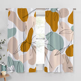 Abstract Shapes & Botanical Leaves Pastel Boho Blackout Window Curtains ADELINE - 2 Panels