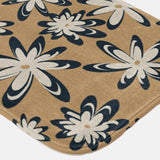 Retro Daisies Floral Beige White Black Bath Mat DAISY