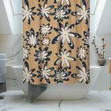 Retro Daisies Floral Beige White Black Shower Curtain DAISY