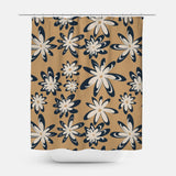 Retro Daisies Floral Beige White Black Shower Curtain DAISY