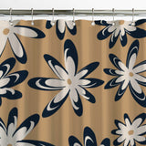 Retro Daisies Floral Beige White Black Shower Curtain DAISY