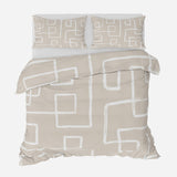 Abstract Minimalist Mid Century Modern Beige Cotton Duvet Cover Set DANA