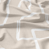Abstract Minimalist Mid Century Modern Beige Cotton Duvet Cover Set DANA