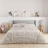 Abstract Minimalist Mid Century Modern Beige Cotton Duvet Cover Set DANA