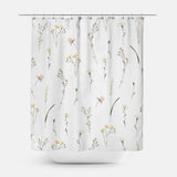Tiny Wild Flowers White Botanical Floral Shower Curtain DELIA