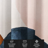 Abstract Art Terracotta Blush Pink Blue Ivory Beige Modern Boho Blackout Window Curtains ADELE - 2 Panels