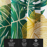 Green Gold White Monstera Leaves Tropical Blackout Window Curtains KAUAI - 2 Panels