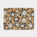 Retro Daisies Floral Beige White Black Bath Mat DAISY