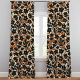 Modern Hand Drawn Brown Black Beige Floral Blackout Window Curtains ELSIE