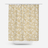 Tiny Flowers Beige White Floral Farmhouse Shower Curtain FLEURETTE