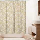 Tiny Flowers Beige White Floral Farmhouse Shower Curtain FLEURETTE