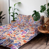 Abstract Flowers Organic Shapes Floral Cotton Duvet Cover Set AZALEA