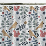 Scandinavian Folk Art Woodland Botanical Farmhouse Shower Curtain SKOGEN