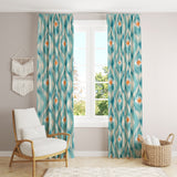 Peacock Feathers Ikat Print Orange Teal Blue Blackout Window Curtain HADI