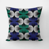 African Kitenge Navy Blue Green Ethnic Throw Pillow Cover HADIZA