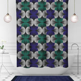 African Kitenge Navy Blue Green Ethnic Shower Curtain HADIZA