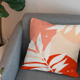 Abstract Leaves Pink Red Beige Botanical Throw Pillow Cover HAMA