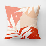 Abstract Leaves Pink Red Beige Botanical Throw Pillow Cover HAMA