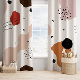 Mid Century Modern Abstract Art Neutral Pastel Blackout Window Curtains HELGA - 2 Panels - Nursery Curtains