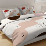 Mid Century Modern Abstract Art Neutral Cotton Duvet Cover Set HELGA