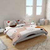 Mid Century Modern Abstract Art Neutral Cotton Duvet Cover Set HELGA