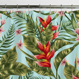 Green Leaves And Red Flowers Tropical Shower Curtain HELICONIA