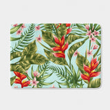 Green Leaves And Red Flowers Tropical Bath Mat HELICONIA