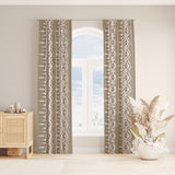 Abstract Wabi Sabi Shibori Japanese Print Beige Blackout Window Curtain SAKURA