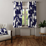 Ikat Abstract Midnight Blue Blackout Window Curtain AMINAH