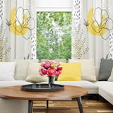 Botanical Beige Yellow Retro Floral Blackout Window Curtain JOLENE