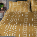 African Mudcloth Print Mustard Yellow Cotton Duvet Cover Set SADE