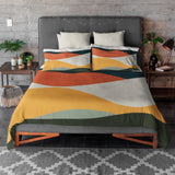 Colorful Desert Abstract Mid Century Modern Cotton Duvet Cover Set DUNES