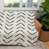 African Black Off-White Ethnic Mudcloth Fleece Throw Blanket IMAMU