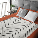 African Black Off-White Ethnic Mudcloth Fleece Throw Blanket IMAMU