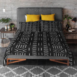 African Mudcloth Black White Geometric Cotton Duvet Cover Set SADE