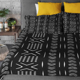 African Mudcloth Black White Geometric Cotton Duvet Cover Set SADE