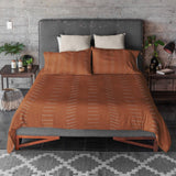 Minimalist Terracotta Rust Burnt Orange Ivory Cotton Duvet Cover Set NIAMEY