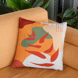 Abstract Leaves Orange Red Tropical Throw Pillow Cover LYRIA
