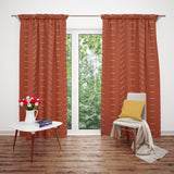 Minimalist Terracotta Rust Burnt Orange Ivory Blackout Window Curtain NIAMEY